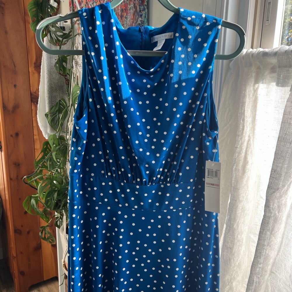 Morell Knit Midi Polka Dot Dress by London Times. Size 12